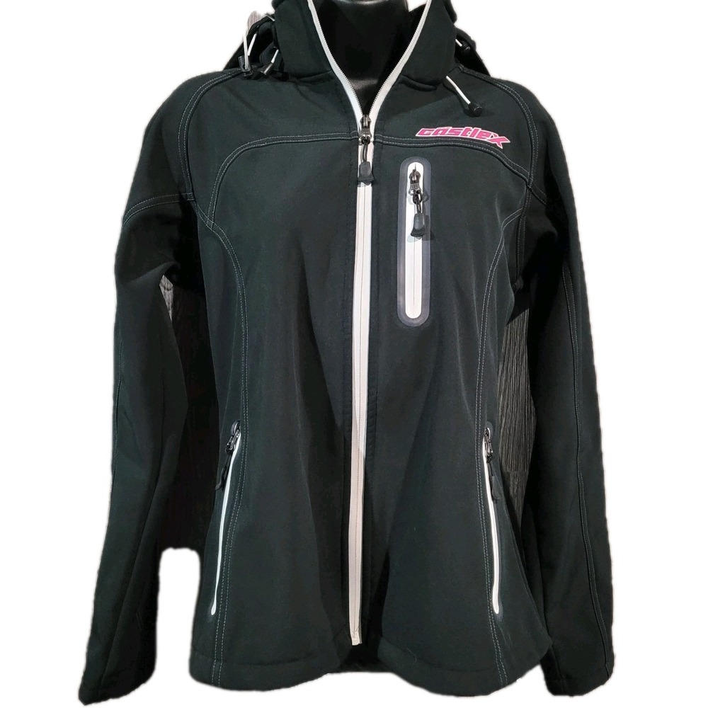 Castle X Fleece Lined Softshell Jacket Size S? Black Removable Hood Pockets